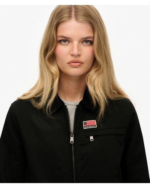 Superdry Black & Co Cord Collar Quilt Ranch Jacket