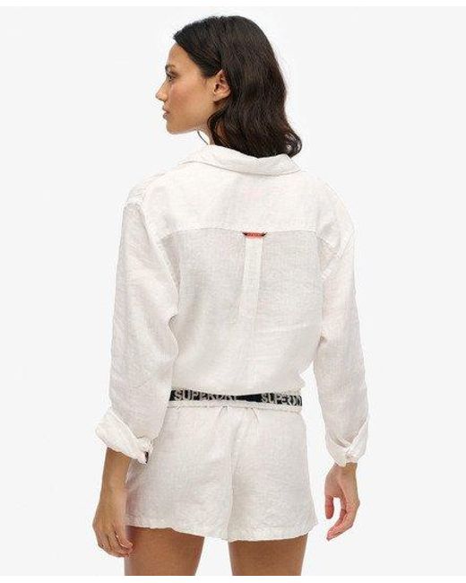 Superdry Linnen Short in het White