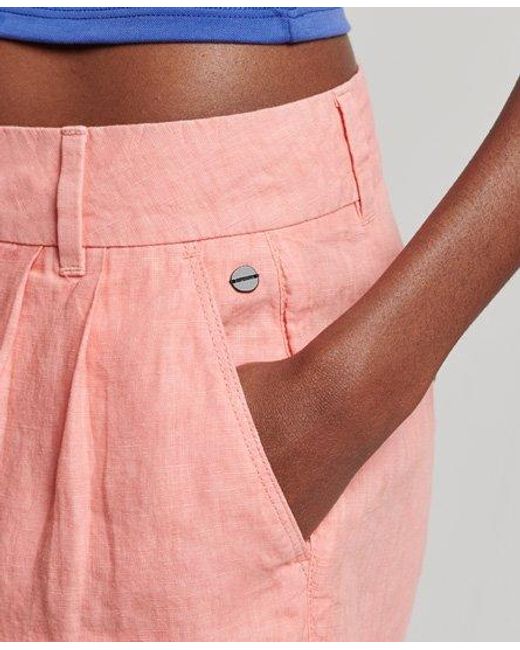 Superdry Pink Overdyed Linen Shorts