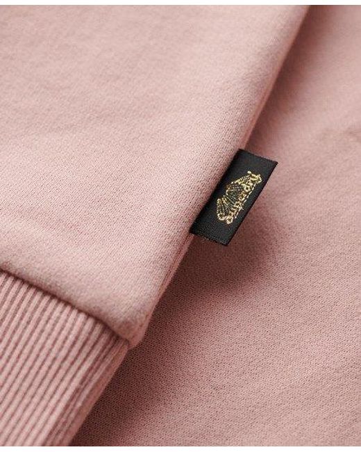 Sweat à capuche à logo scintillant retro Superdry en coloris Pink