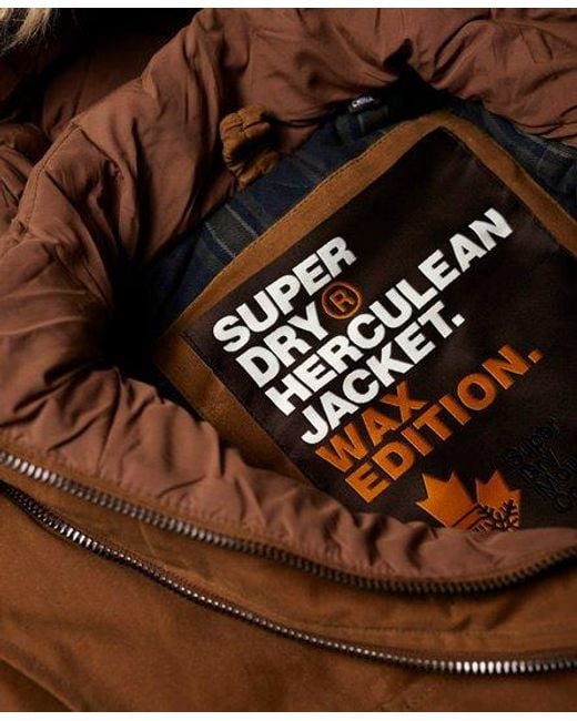 Superdry Blue Everest Wax Jacket Tobacco for men