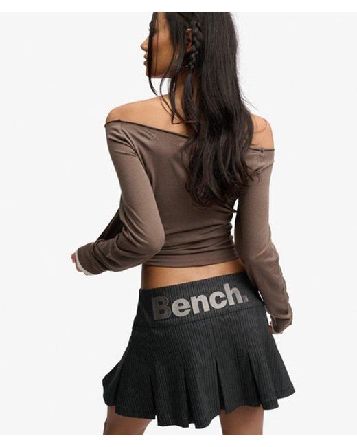 Superdry Black Bench X & Co Bench Logo Pleated Stripe Mini Skirt