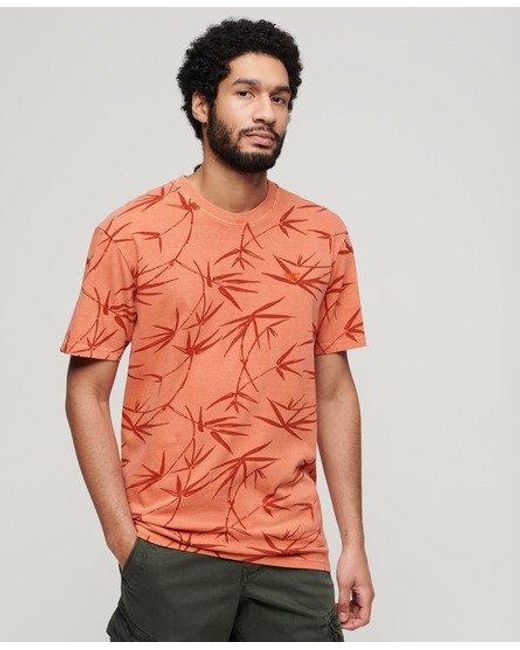 Superdry Orange Vintage Overdye Printed T-shirt for men