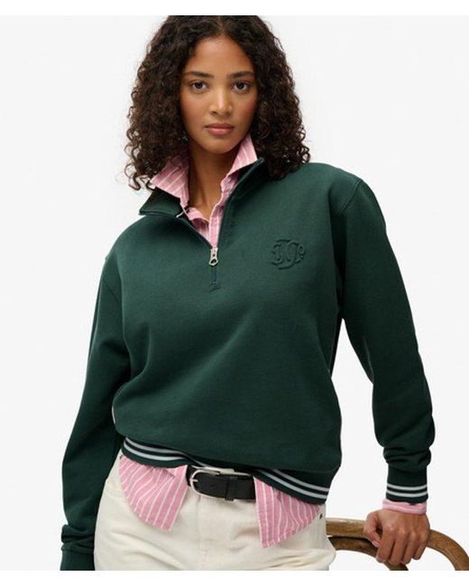 Superdry Green & Co Country Club Embossed Half-zip Jumper