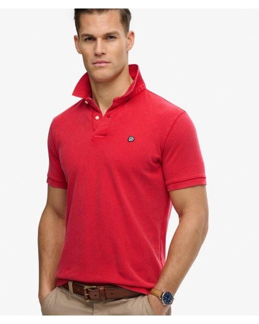 Superdry Red & Co Vintage Destroy Polo Shirt for men