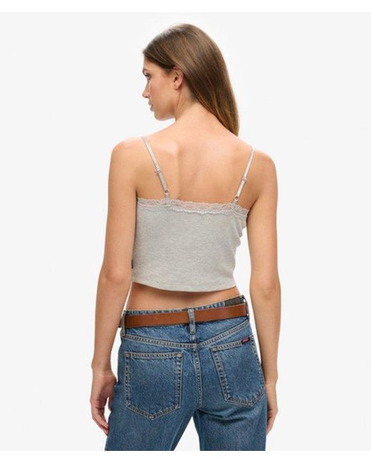 Superdry Blue & Co Rib Lace Trim Cami Top