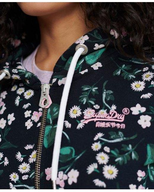 Superdry Green Label All Over Print Zip Hoodie Bella Flower