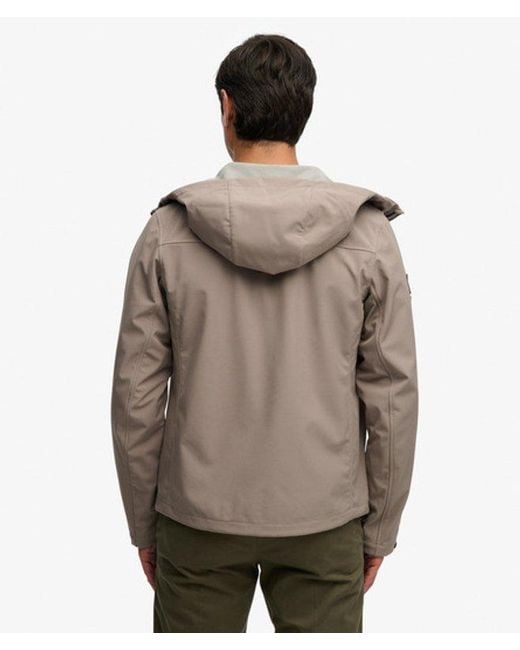 Superdry Brown & Co Hooded Softshell Trekker Jacket for men
