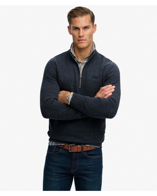 Homme Sweat À Demi-Zip Logo Vintage Brodé Taille Superdry pour homme en coloris Blue