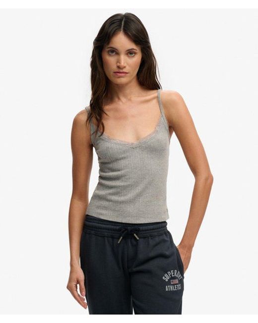 Superdry Gray & Co Athletic Essentials V Neck Pointelle Cami Top