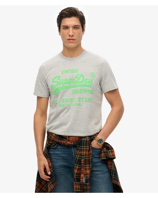 Superdry Green Mens Classic Neon Vintage Logo T-shirt for men