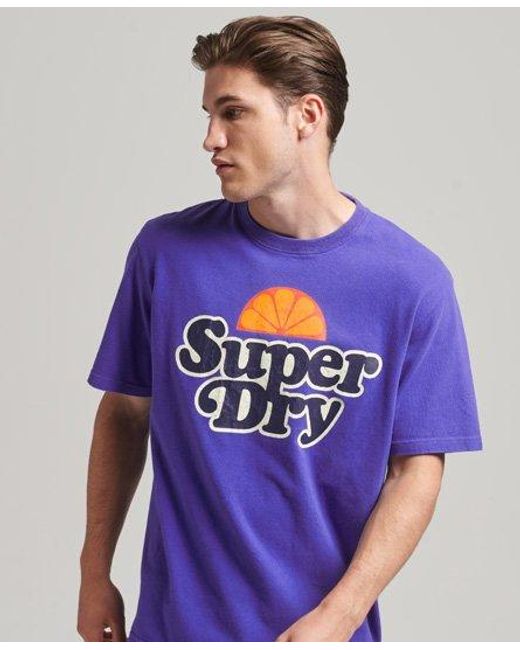Superdry Blue Cooper Retro 70S Graphic T-Shirt Royal for men