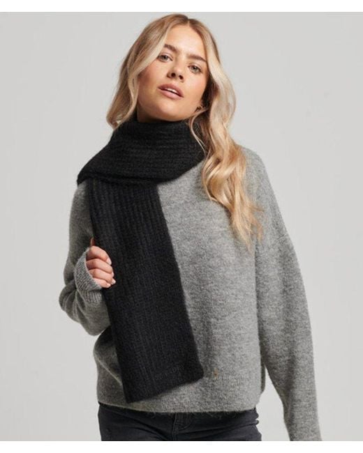 Superdry Black & Co Essential Ribbed Scarf