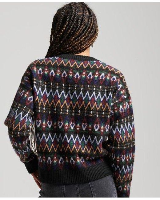Superdry Black Vintage Fairisle Jumper Multi Mix