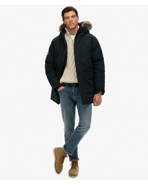 Superdry Black & Co Everest Faux Fur Parka Jacket for men