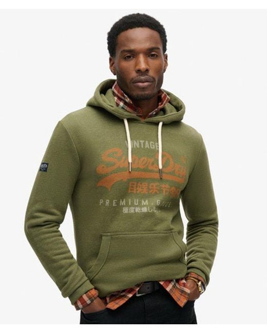Superdry Green & Co Vintage Logo Premium Goods Graphic Hoodie for men