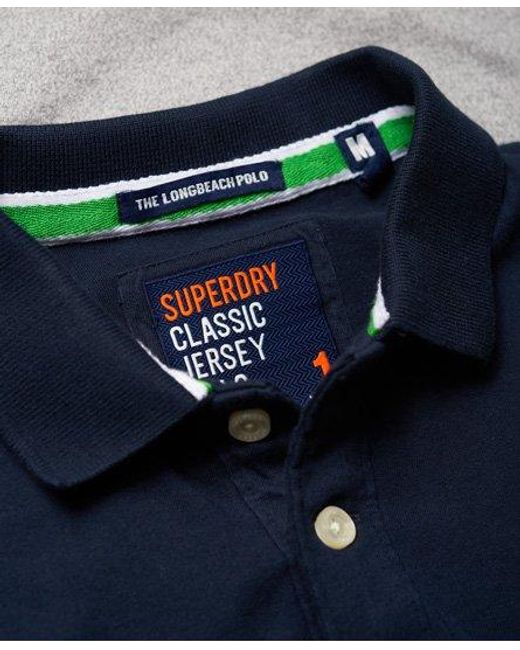 Superdry Green Classic Longbeach Polo Shirt Three Pointer/Fluro for men