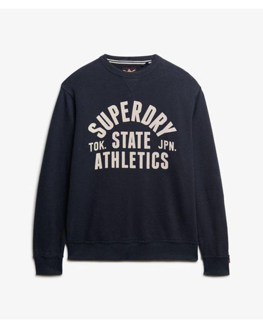 Homme Sweatshirt Athletic Essentials Col Rond Taille Superdry pour homme en coloris Blue