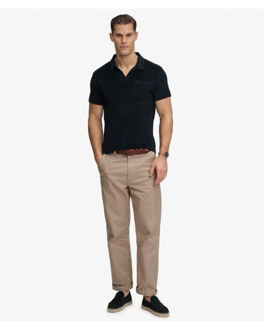 Superdry Black & Co Towelling Polo Shirt for men