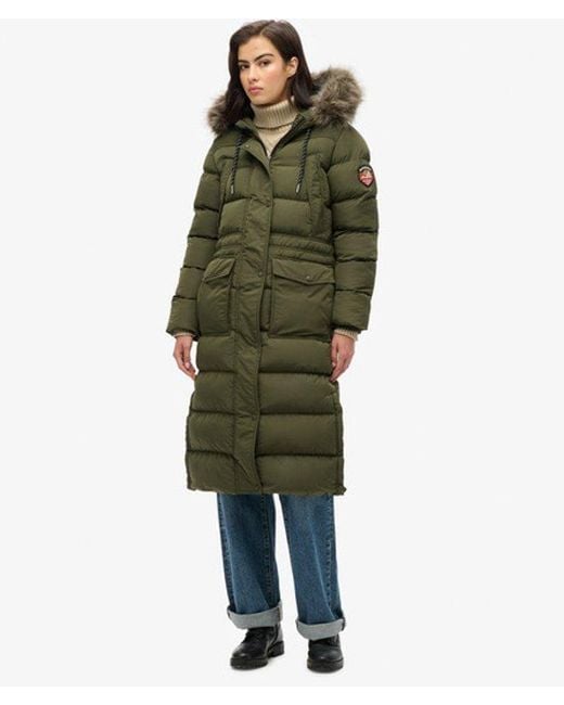 Superdry Lange Everest Jas Met Imitatiebont in het Green