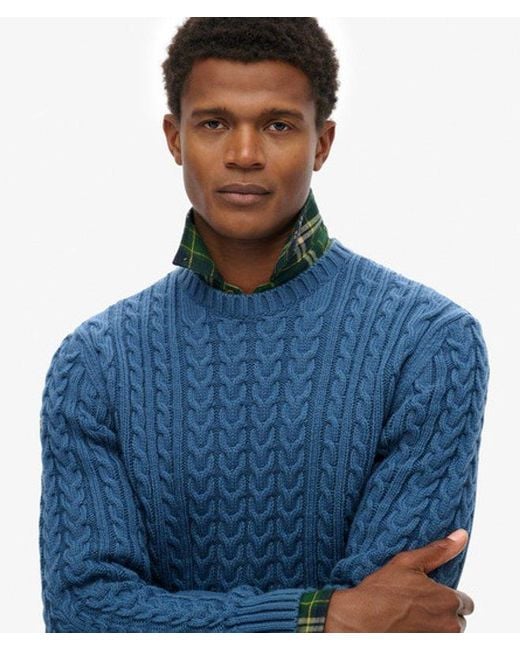 Homme Pull En Maille Torsadée Jacob Taille Superdry pour homme en coloris Blue