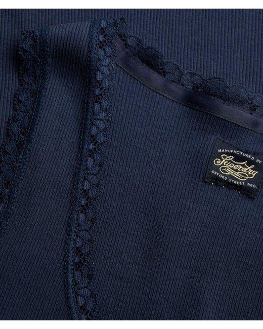 Superdry Blue & Co Vintage Lace Trim Vest