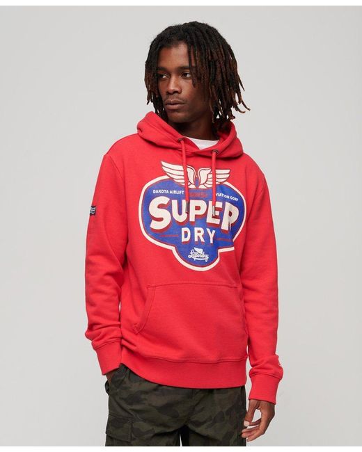 Superdry Workwear Logo Graphic Hoodie Red for Men | Lyst