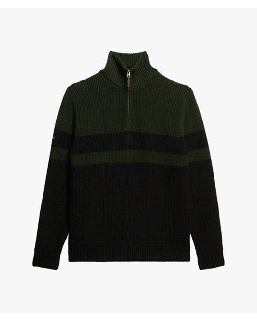 Superdry Black Oversized Cotton Classic Stripe Half-zip Jumper