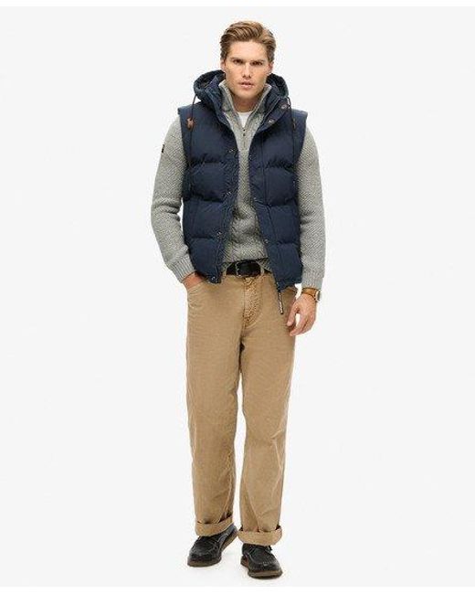 Superdry Blue Fully Lined Hooded Everest Puffer Gilet for men