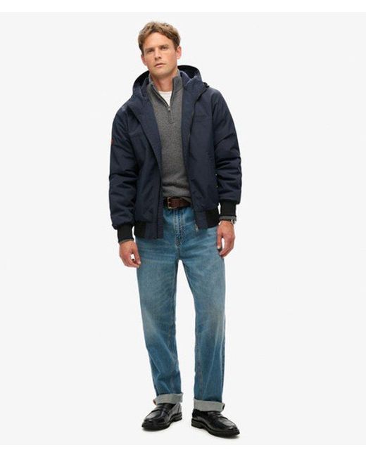 Superdry Blue & Co Surplus Nylon Hooded Bomber Jacket for men