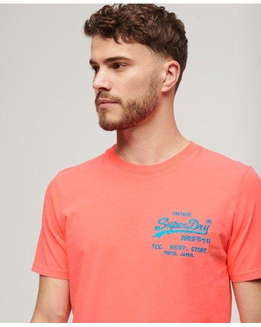 Superdry Pink Neon Vintage Logo T-shirt for men