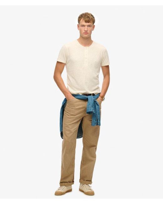 Superdry White The Merchant Store - Short Sleeve Grandad Top for men