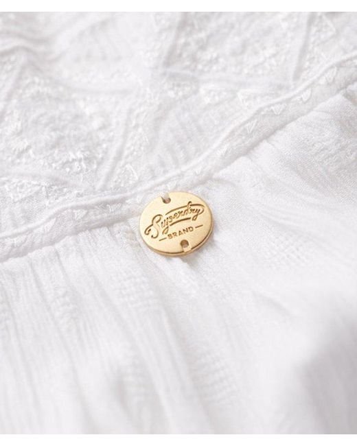 Superdry White Embroidered Sleeveless Jumpsuit