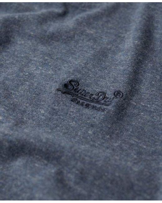 Superdry Blue Organic Cotton Vintage Logo Embroidered Top for men