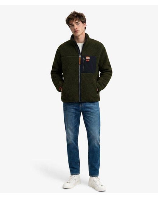 Superdry Black & Co Vintage Retro Borg Fleece Jacket for men