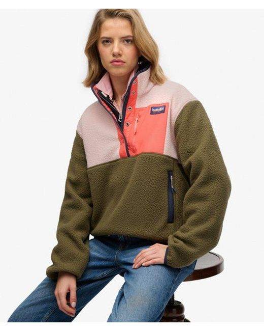 Superdry Colour Block Fleece Pullover in het Green