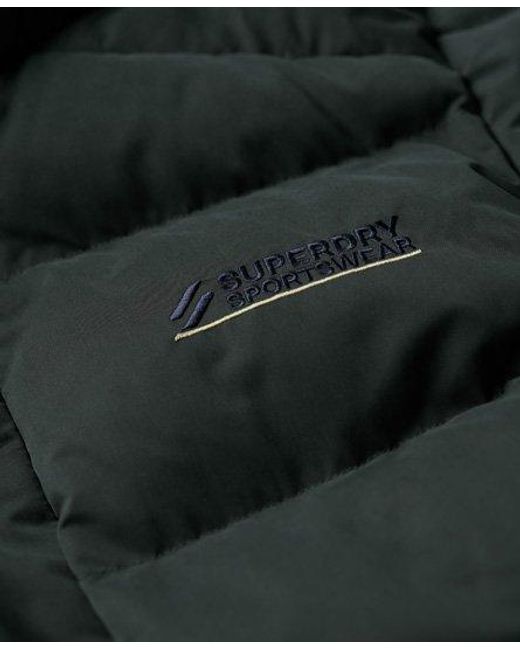 Superdry Black Hooded Microfibre Sports Puffer Jacket for men