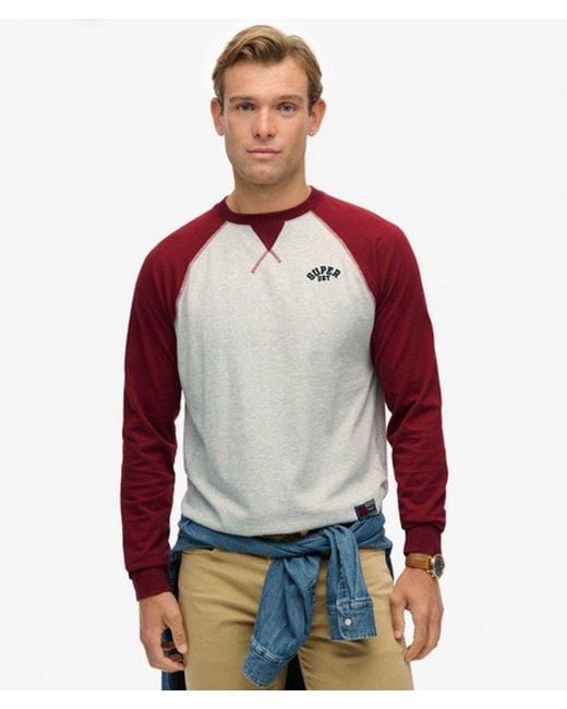 Superdry Red & Co Vintage Athletic Baseball Top for men
