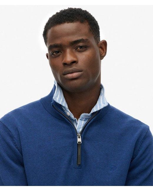 Superdry Blue & Co Essentials Cotton Half Zip Jumper for men