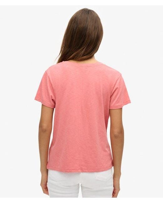 Superdry & Co Slub Embroidered V-neck T-shirt