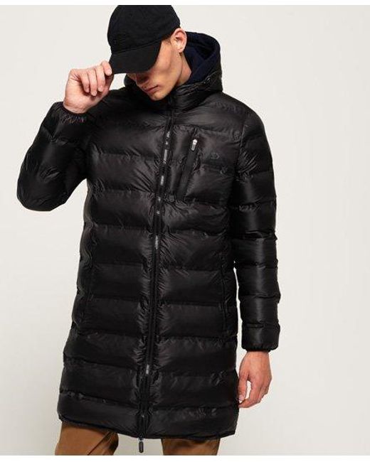 Superdry Black Echo Quilt Longline Puffer Coat for men