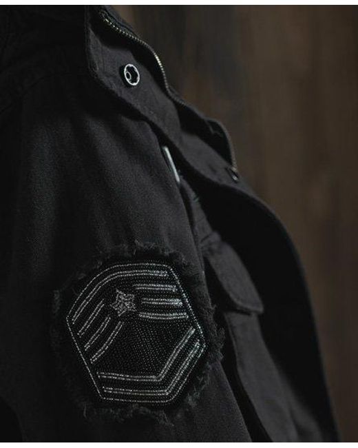 Superdry Black Bling Relaxed Rookie Parka Jacket
