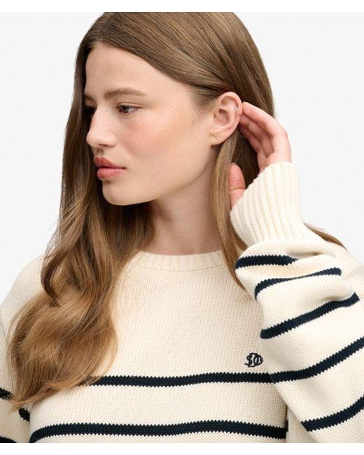 Superdry White Oversized Stripe Jumper