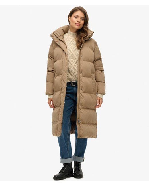 Superdry Natural & Co Classic Long Hooded Puffer Coat