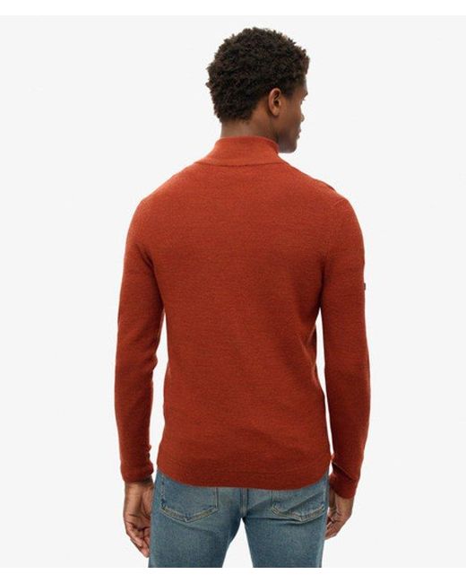Superdry Red & Co Merino Half Zip Jumper for men