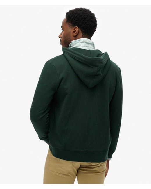 Superdry Green Essential Logo Half Brushed Zip Hoodie for men