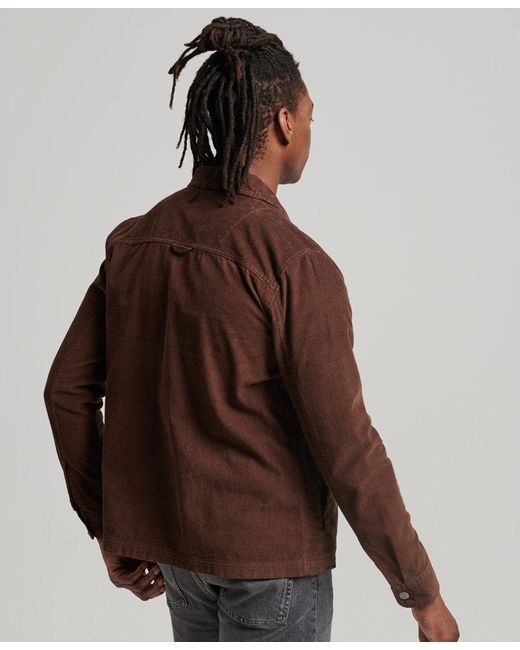 Superdry Brown Micro Cord Overshirt for men