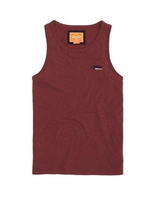 Superdry Red Vintage Embroidery Vest Top Ruby Marl//Ecru for men