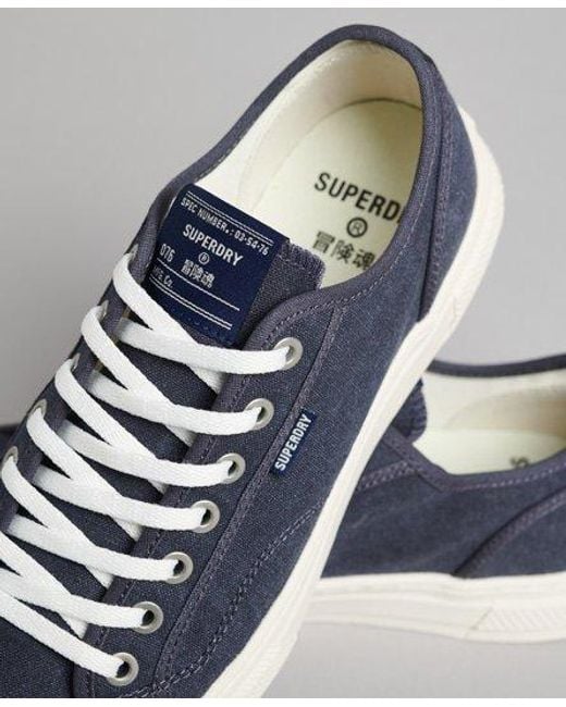 Superdry Blue Vintage Vegan Faux Vulc Low Top Trainers Midnight