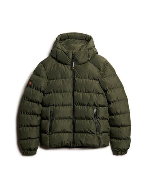 Superdry Green Hooded Sports Puffer Jacket for men